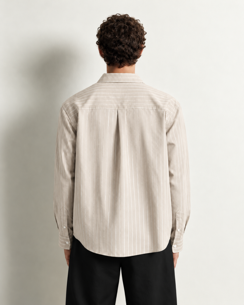 pinstriped shirt back view