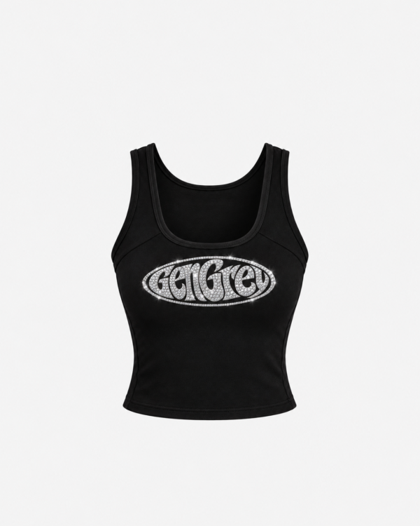 black gengrey rhinestone tank top
