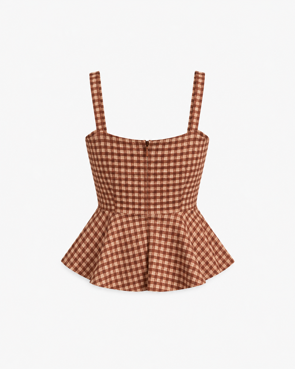 brown gingham back peplum top brown gingham back peplum top