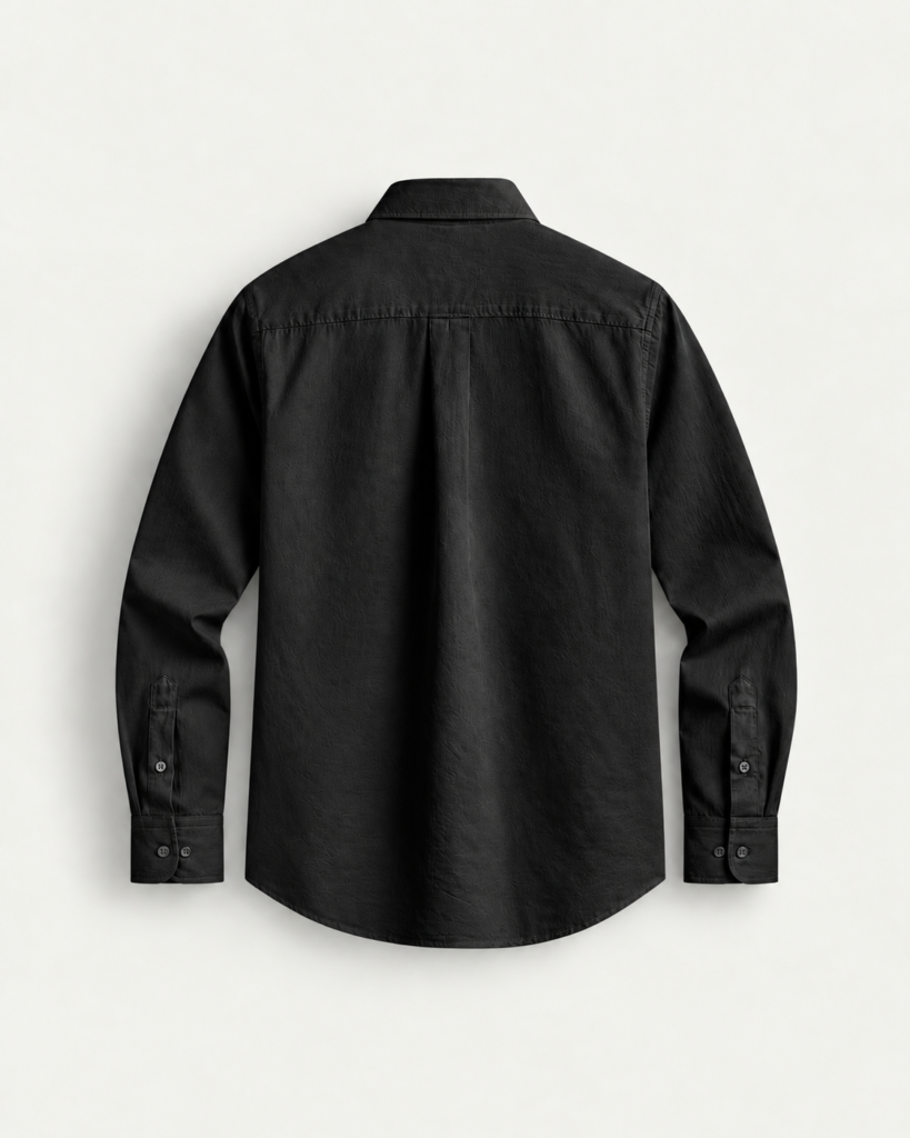 charcoal shirt back flat lay