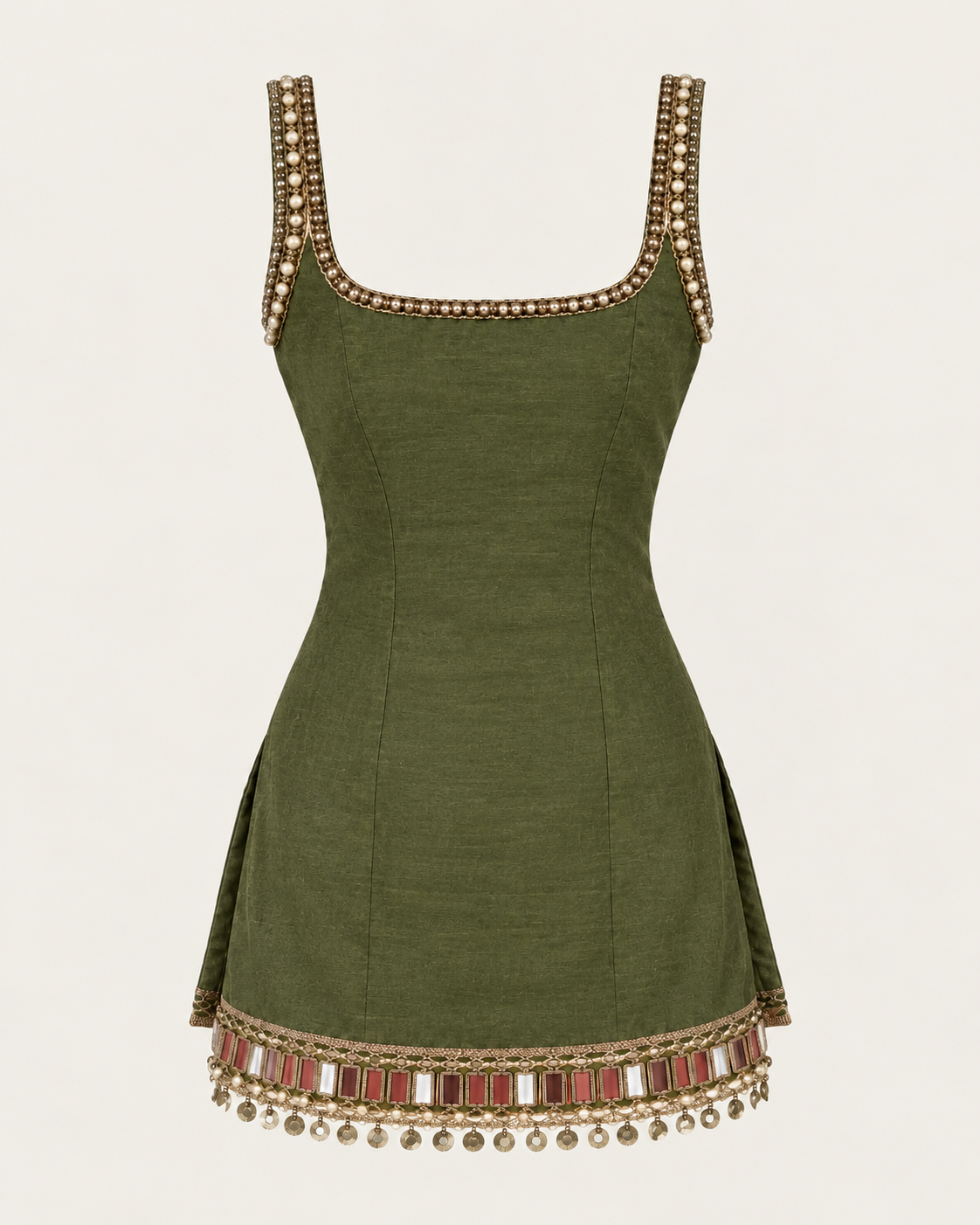 embellished olive green backless dress embellished olive green backless dress
