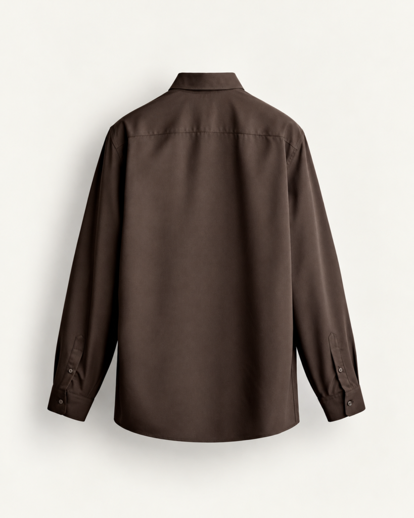 espresso brown button up shirt back