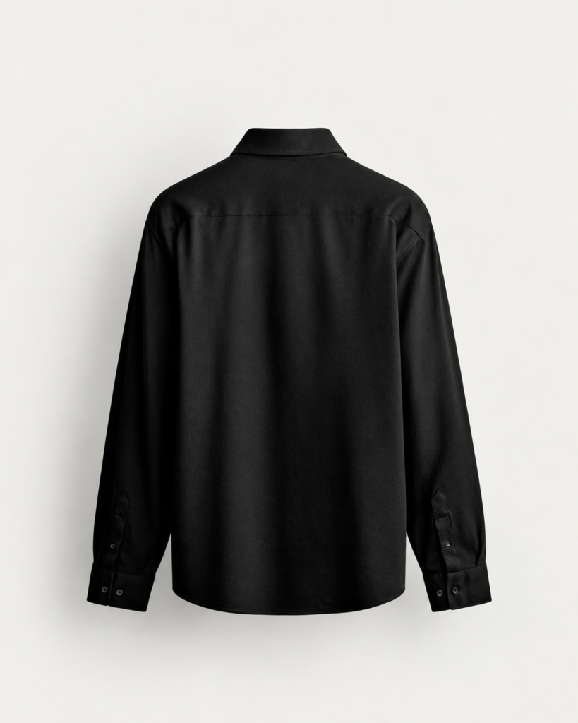 minimalist black shirt back view