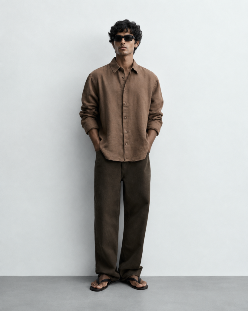 minimalist earth tone fashion portrait