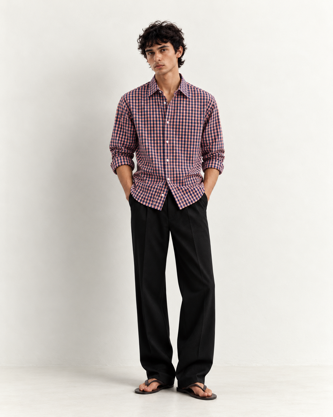 minimalist gingham shirt editorial portrait minimalist gingham shirt editorial portrait