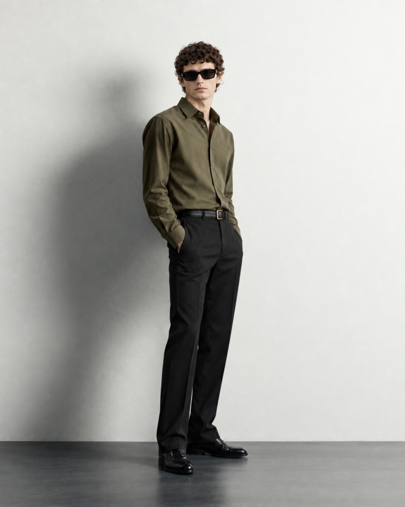minimalist olive fashion portrait