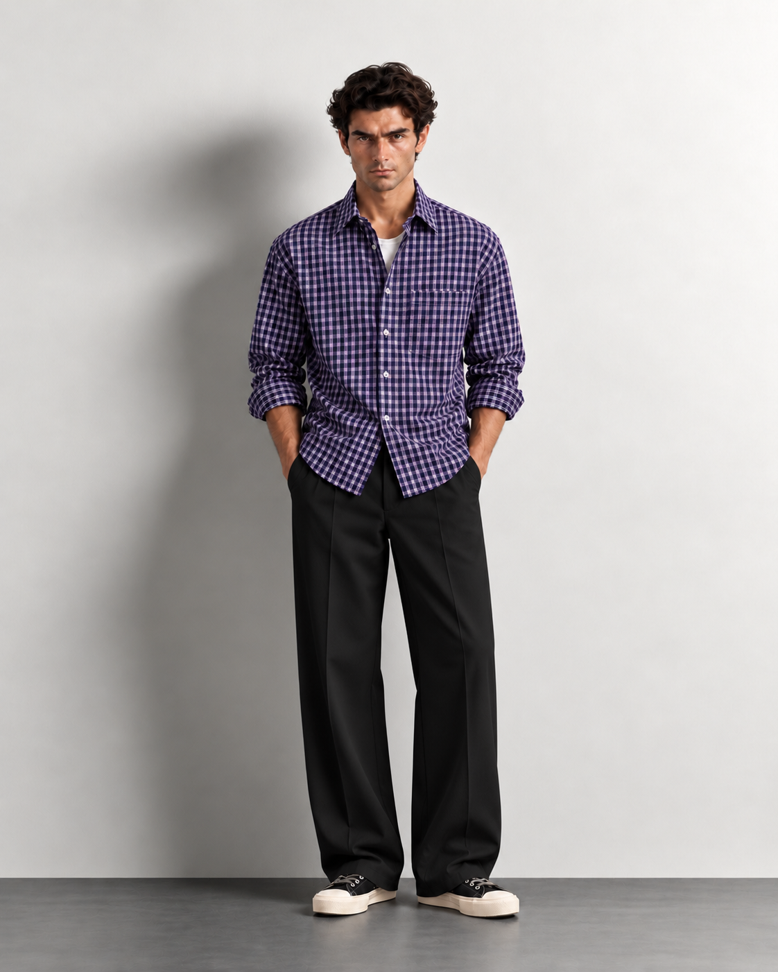 minimalist plaid shirt fashion portrait minimalist plaid shirt fashion portrait