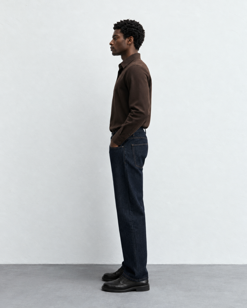 minimalist profile in brown and denim