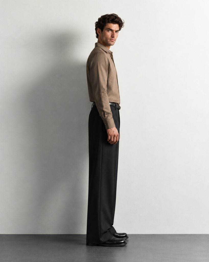 minimalist profile in taupe and black