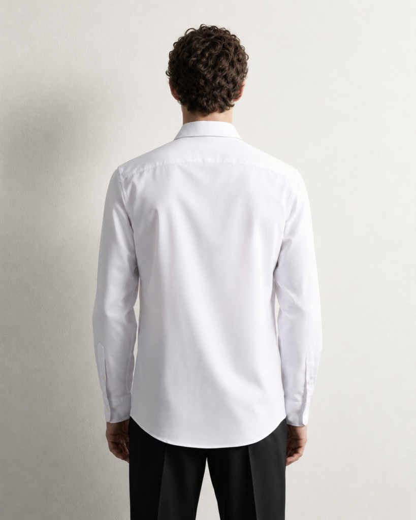 minimalist rear view shirt portrait