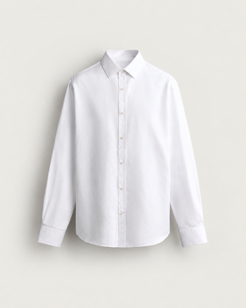 minimalist white dress shirt studio shot