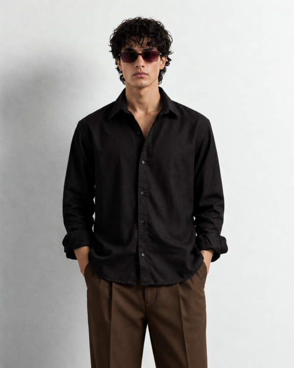 modern editorial portrait in black and brown