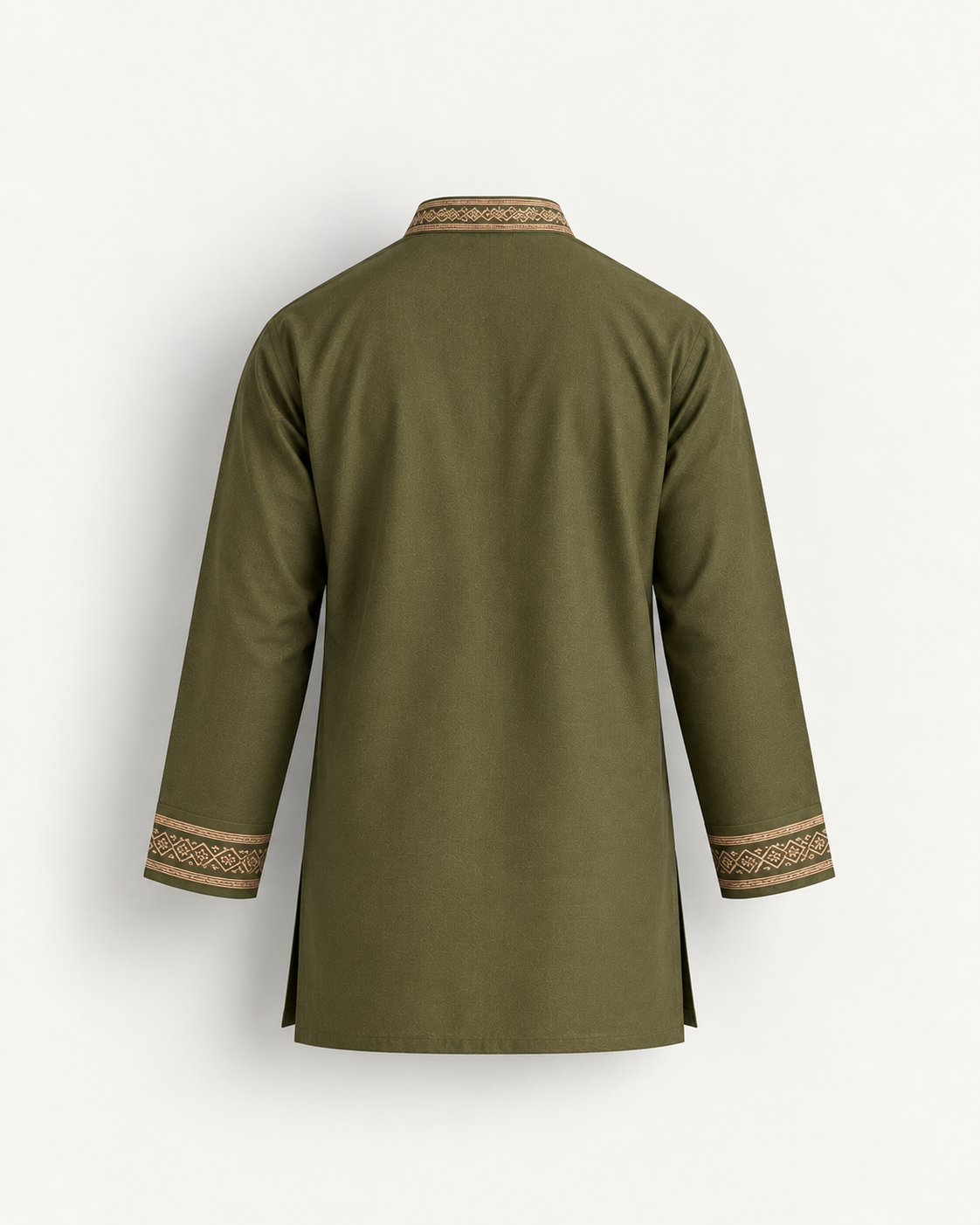 olive green embroidered kurta back view olive green embroidered kurta back view