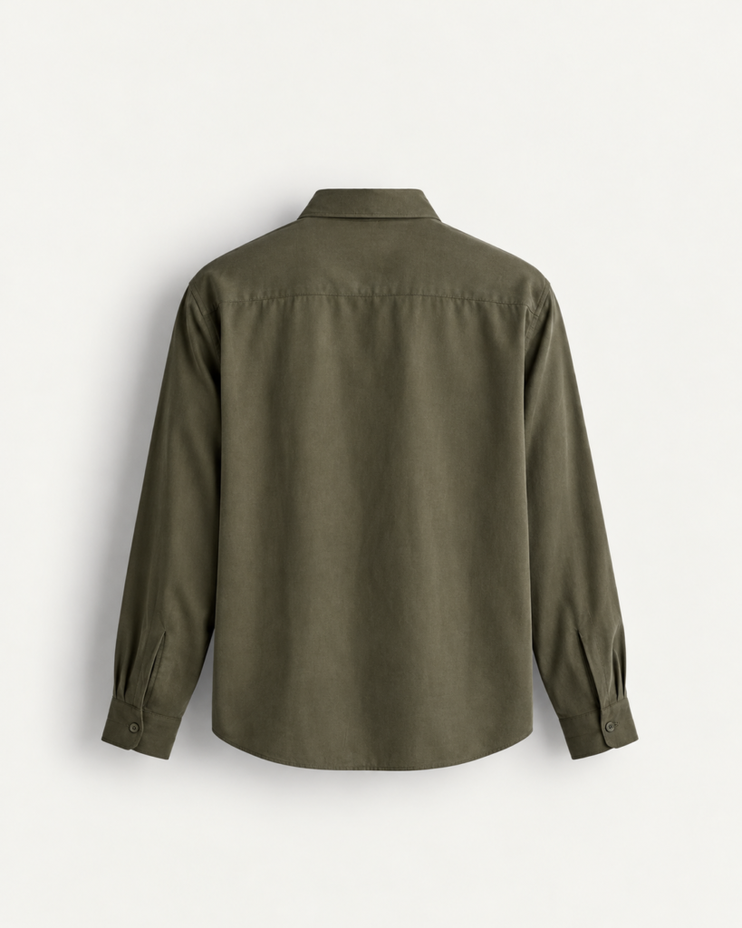 olive green shirt back view