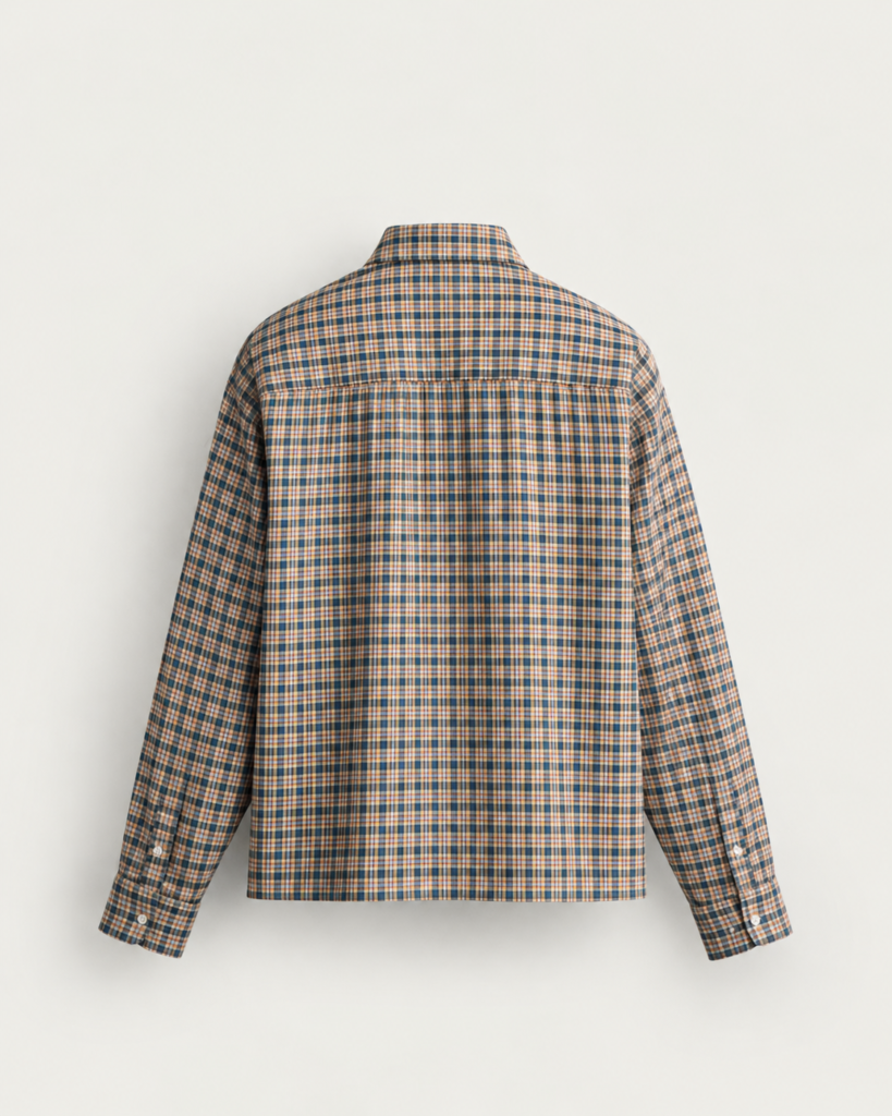plaid button up shirt back view