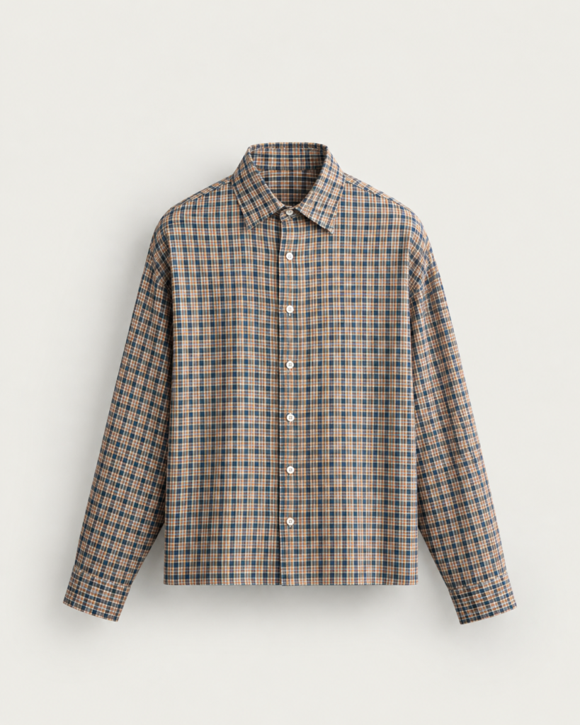 plaid flannel shirt on light background