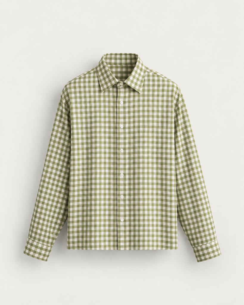 sage gingham check shirt
