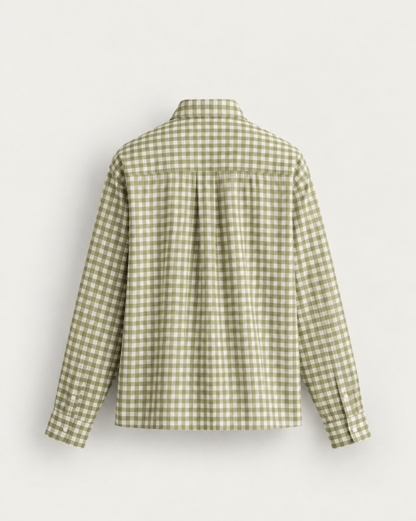sage gingham shirt back view