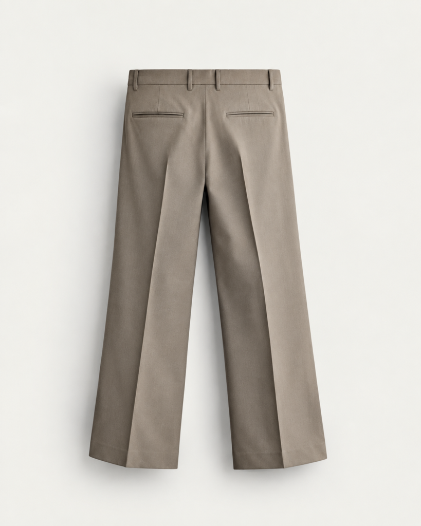 taupe wide leg trousers back view