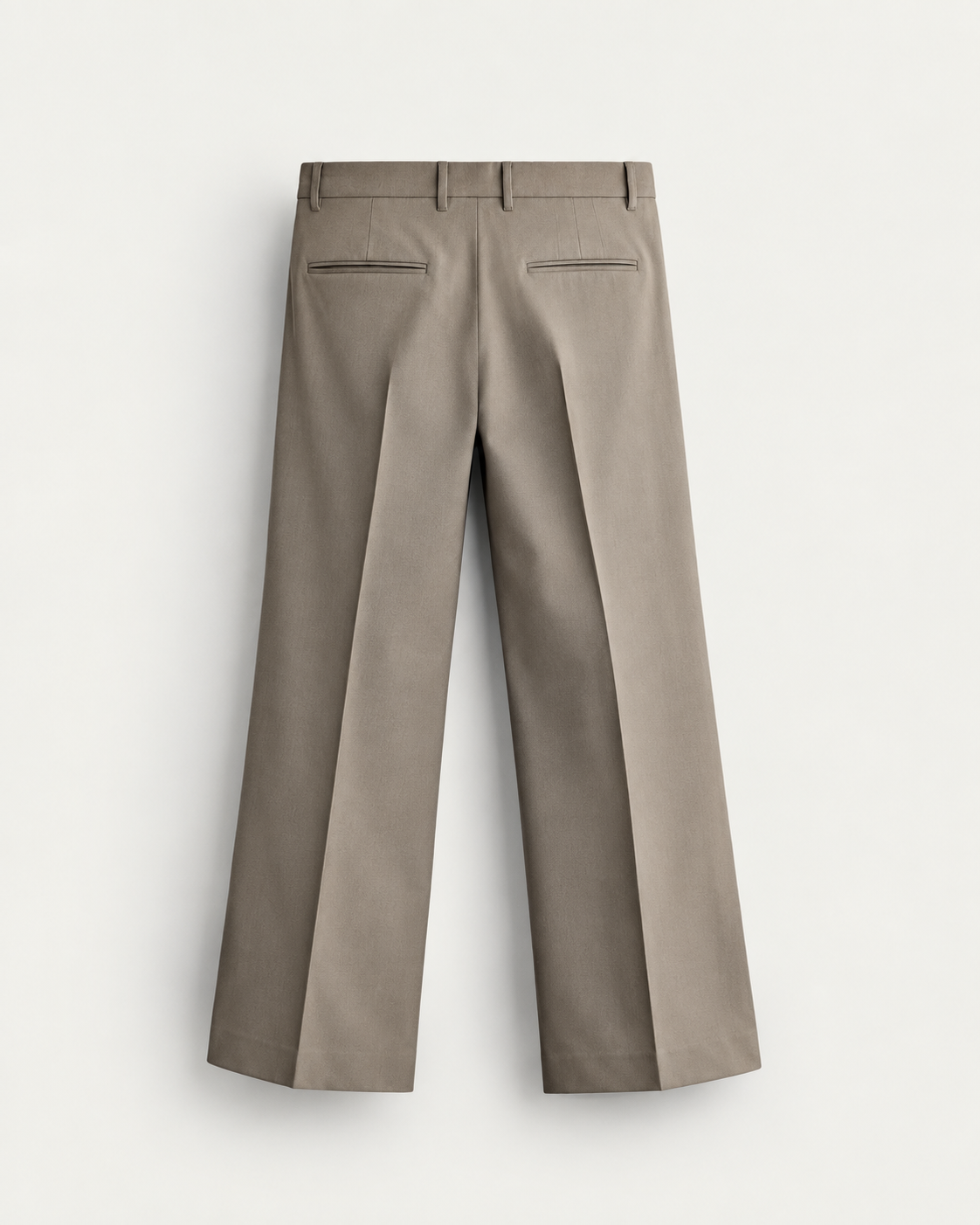 taupe wide leg trousers back view taupe wide leg trousers back view