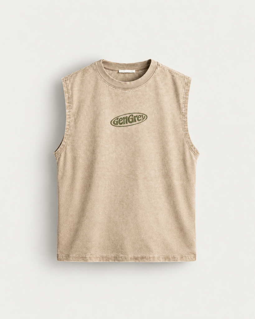 vintage beige gengrey muscle tee